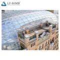 Construction ball bolt space frame transparent sky viewing platform with tempered hollow laminated glass roof